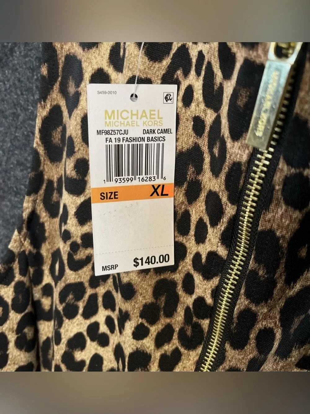 Michael Kors Womens Leopard Print Faux-Leather Trim Dress XL